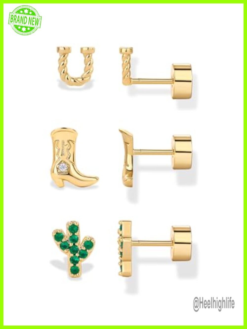 14K Gold Plated Screw Back Flat Back Stud Earrings Hypoallergenic